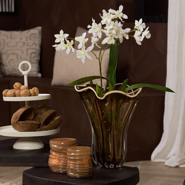 Light en Living Vaas Ø22X27 cm KAZUNO Glas helder bruin+grijs+creme