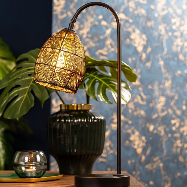 Light en Living Tafellamp 23x18x60 cm MEYA mat zwart+goud