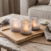 Windlicht set van 3 SYLVER Glas Grijs, bruin en beige
