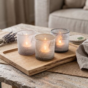Windlicht set van 3 SYLVER Glas Grijs, bruin en beige