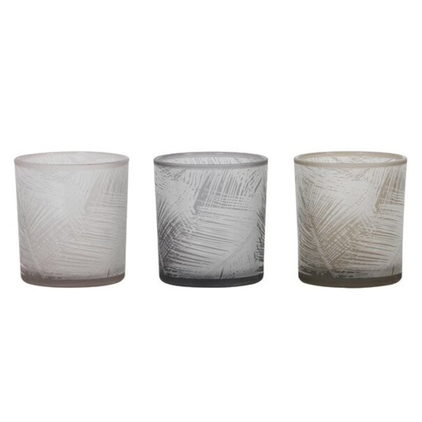 Light en Living Windlicht set van 3 SYLVER Glas Grijs, bruin en beige