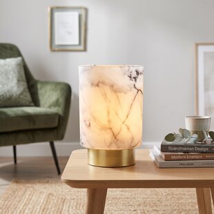 Tafellamp LED Marmer Glas Wit – Grijs Klein