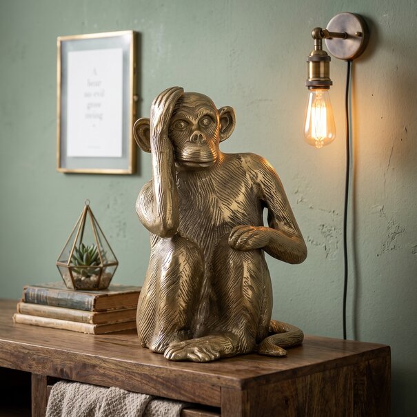 Light en Living Ornament Aap in antique brons finish