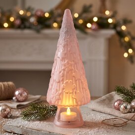 Ornament Kerstboom Mat Roze Ø13x34 cm