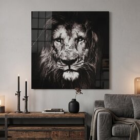 Schilderij leeuw Musafa S zwart