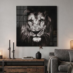 Schilderij leeuw Musafa S zwart