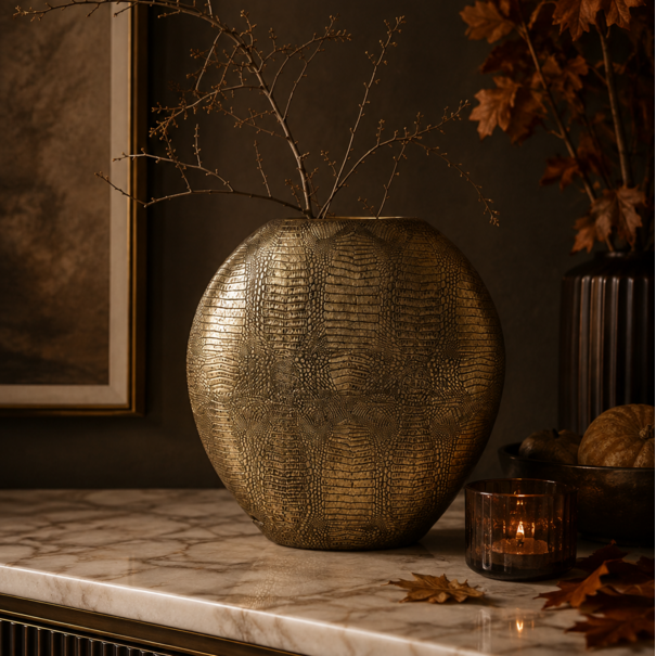 Light en Living Vaas deco 50x15x50 cm SKELD antiek brons