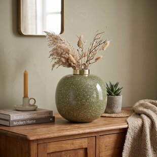Vaas deco Ø26x26 cm CHOW groen/wit-goud