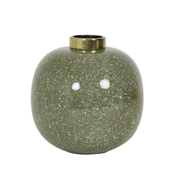 Light en Living Sfeervolle Vaas CHOW Ø26x26 cm in Groen, Wit en Goud
