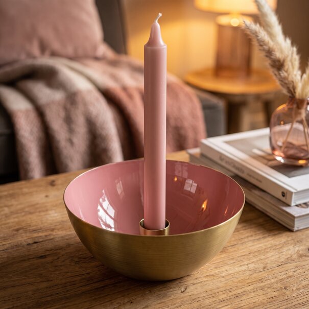 Countryfield Kandelaar schaal Madras oud roze - Beschikbaar in maat S en L