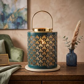 Windlicht Amira blauwgroen
