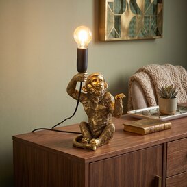 Tafellamp E14 Cheeta zittend goud