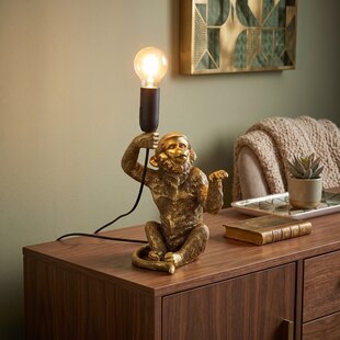 Tafellamp E14 Cheeta zittend goud