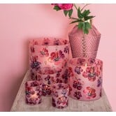 Theelicht Denise Roze glazen hibiscus bloemen