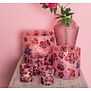 Theelicht Denise Roze glazen hibiscus bloemen