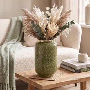 Vaas deco Ø18x30 cm CHOW groen/wit-goud