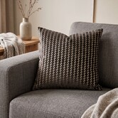 Kussen 45x45 cm GARALO velours donker bruin/licht goud