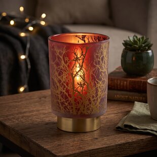Tafellamp LED Ø10x12,5 cm BRANCH glas  steenrood-goud