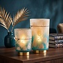 Tafellamp LED PEACOCK glas turquoise en goud - 2 maten