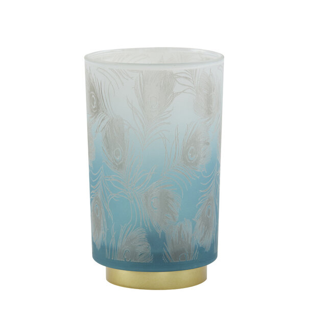 Light en Living Tafellamp LED PEACOCK glas turquoise en goud - 2 maten