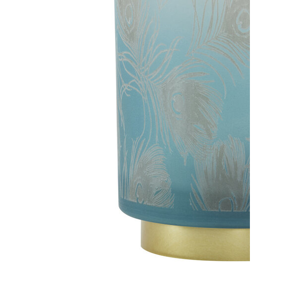 Light en Living Tafellamp LED PEACOCK glas turquoise en goud - 2 maten