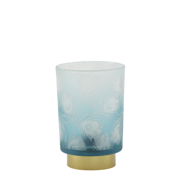 Light en Living Tafellamp LED PEACOCK glas turquoise en goud - 2 maten