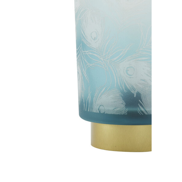 Light en Living Tafellamp LED PEACOCK glas turquoise en goud - 2 maten