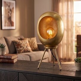 Tafellamp E27 Eggy S goud