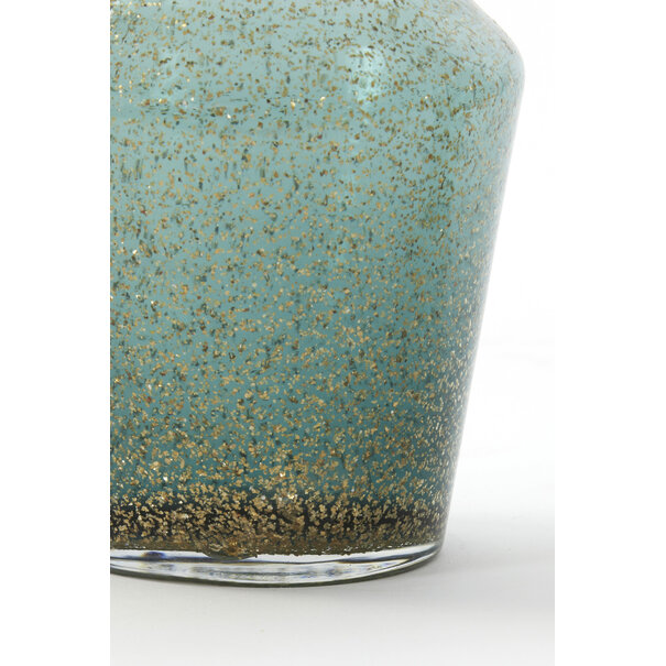 Light en Living Vaas TROSMU glas donker groen-goud Ø14,5x31,5 cm