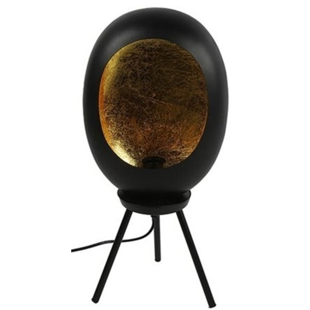 Countryfield Industriële Tafellamp E27 Eggy Zwart/Goud op Pootjes - Sfeervolle Verlichting