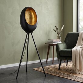 Vloerlamp E27 Eggy Zwart/Goud
