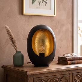 Tafellamp E27 Eggy Zwart/Goud Groot
