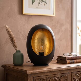 Tafellamp E27 Eggy Zwart/Goud Groot