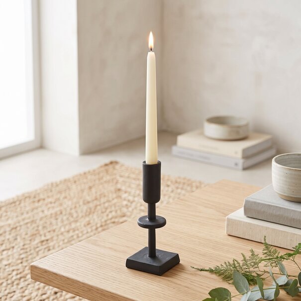Light en Living Kandelaar KABIRA Mat Zwart 17 cm - Stijlvolle Woondecoratie