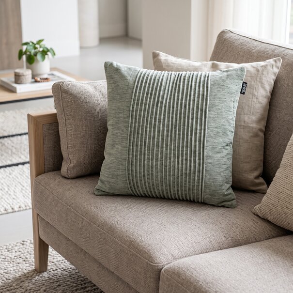 By Boo By-Boo Kussen Lineas 45x45 cm - Stijlvol groen sierkussen