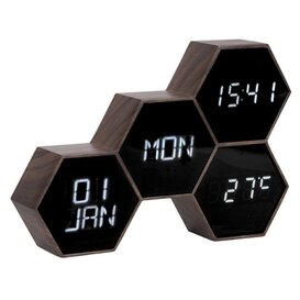 Alarmklok Six In The Mix - Zwart hout naturel