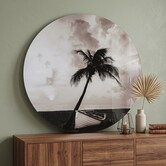 Schilderij Sunset L zwart/wit rond - Moderne Wanddecoratie