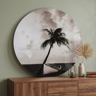Schilderij Sunset L zwart/wit rond
