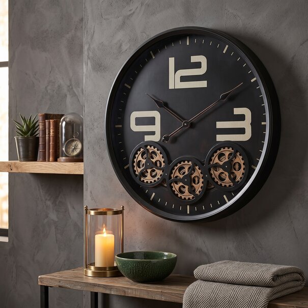 Thomas Kent Thomas Kent Klok Dorset Zwart Ø 60 cm - Industriële Wandklok