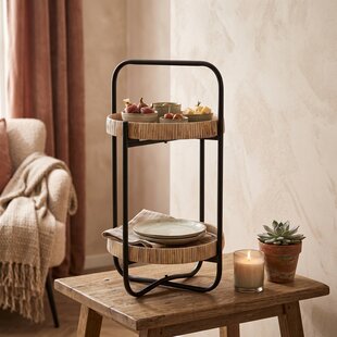 Etagère LORENA 2-laags Ø33x59,5 cm - Naturel/Zwart