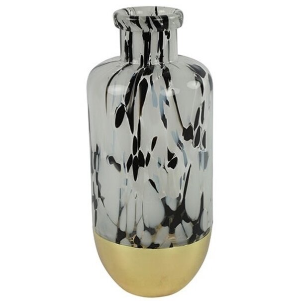 Countryfield Vaas Bilbao fles zwart wit goud L - Stijlvolle woondecoratie