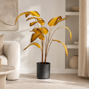 Kunstplant Strelitzia in pot - Goud/Bruin/Zwart - 110 cm