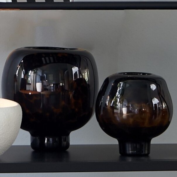 Light en Living Windlicht ELIA Ø21x21 cm van glas in bruin en donkerbruin