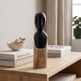 Ornament LUMUNA hout naturel/zwart 11,5 x 12 x 41 cm