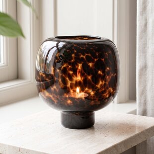 Windlicht Ø16x17 cm ELIA glas  bruin-d.bruin