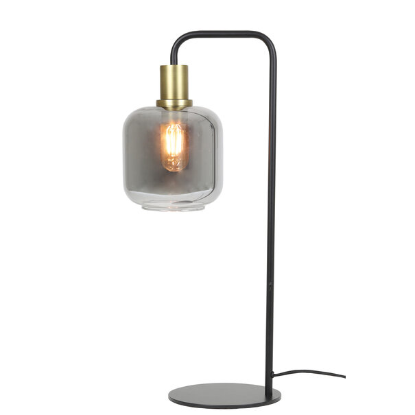Light en Living Tafellamp LEKAR 27x18x58 cm - Antiek Brons met Smoke Glas