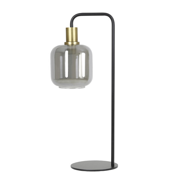 Light en Living Tafellamp LEKAR 27x18x58 cm - Antiek Brons met Smoke Glas