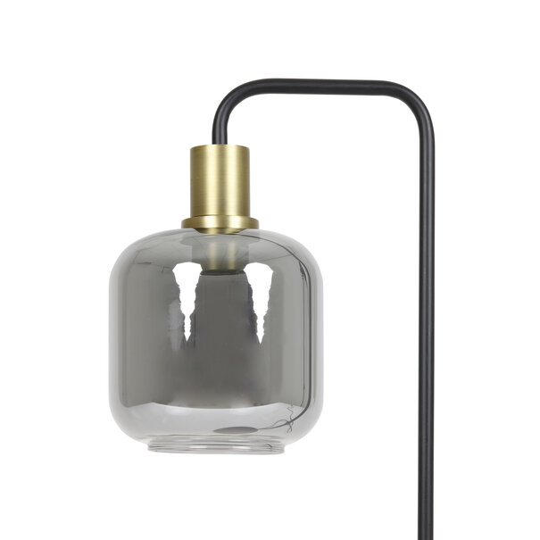 Light en Living Tafellamp LEKAR 27x18x58 cm - Antiek Brons met Smoke Glas