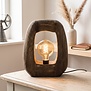 Tafellamp Gibs groot - bruin: Sfeervolle houten designlamp