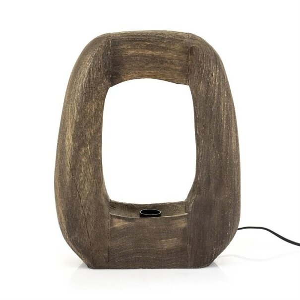 By Boo Tafellamp Gibs groot - bruin: Sfeervolle houten designlamp